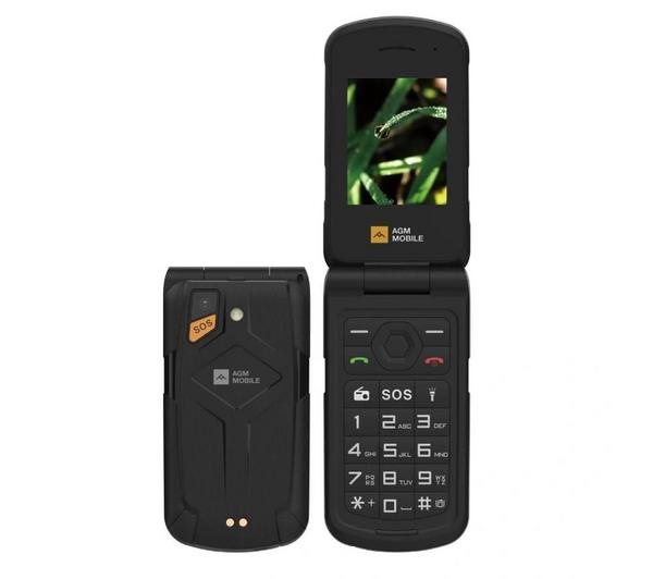 AGM M10 4G Basic Flip Mobile Phone - 128 MB, Black